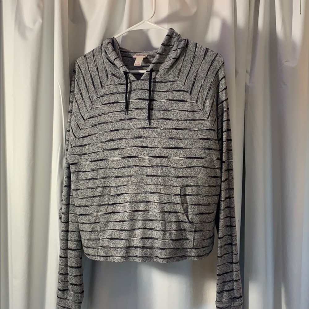 Grey and black stripped hoodie